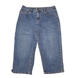 Talbots Petites Stretch Jean Denim Cropped Capri Summer Spring Womens 10 Blue